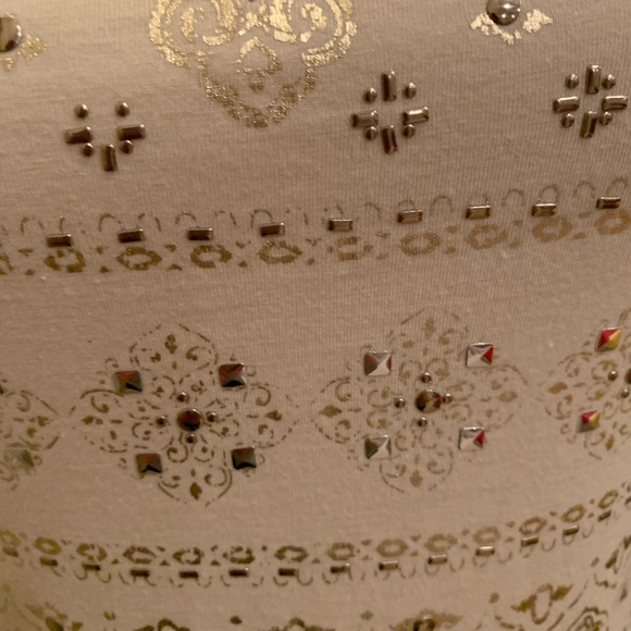 WHBM Cream with Metal Gold Embellishments Top NWT - Picture 3 of 6